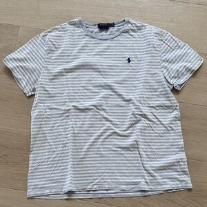 Polo by Ralph Lauren Men's Gray and White Striped Tee